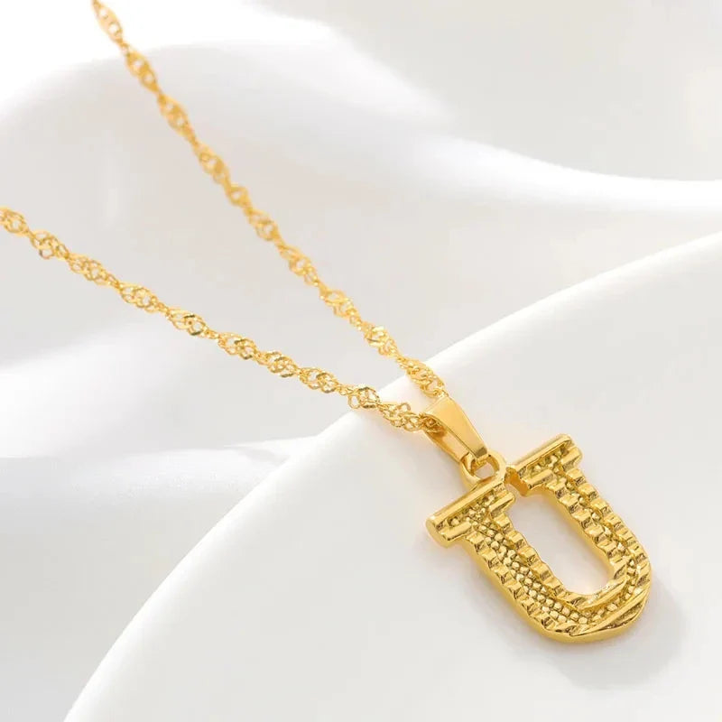 Heren- of damesketting met gepersonaliseerde initiaalhanger u