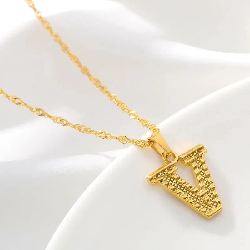 Heren- of damesketting met gepersonaliseerde initiaalhanger v