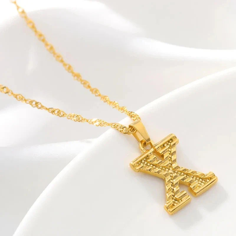 Heren- of damesketting met gepersonaliseerde initiaalhanger x