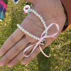 Collier Ras de Cou avec Pendentif Coeur et Perles rose