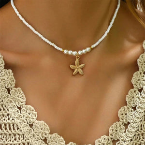 Collier Ras de Cou avec Pendentif Coquillage Etoile de Mer