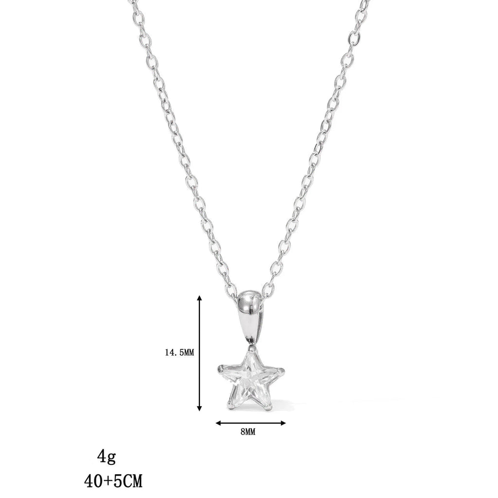 Zilveren choker met sterhanger bezet met zirkonia