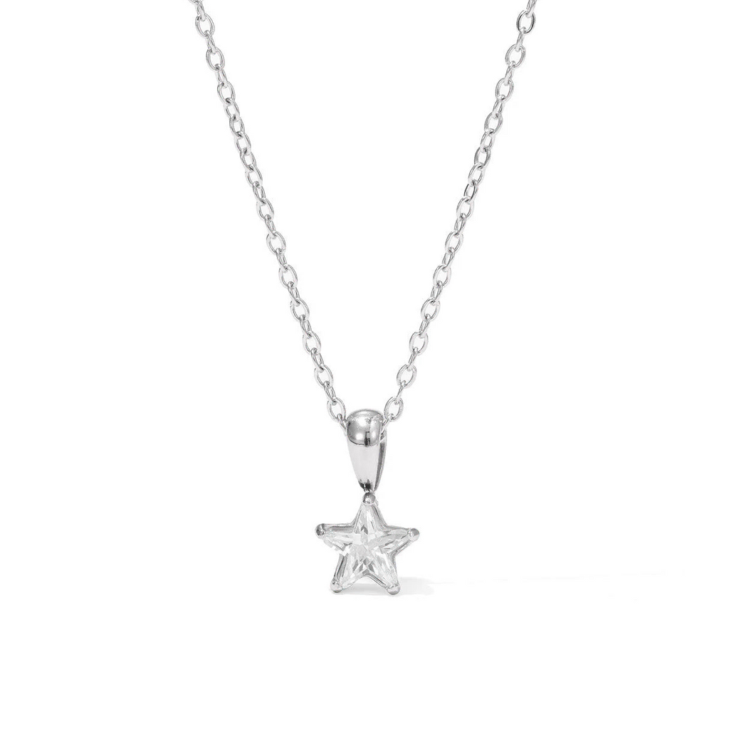 Zilveren choker met sterhanger bezet met zirkonia