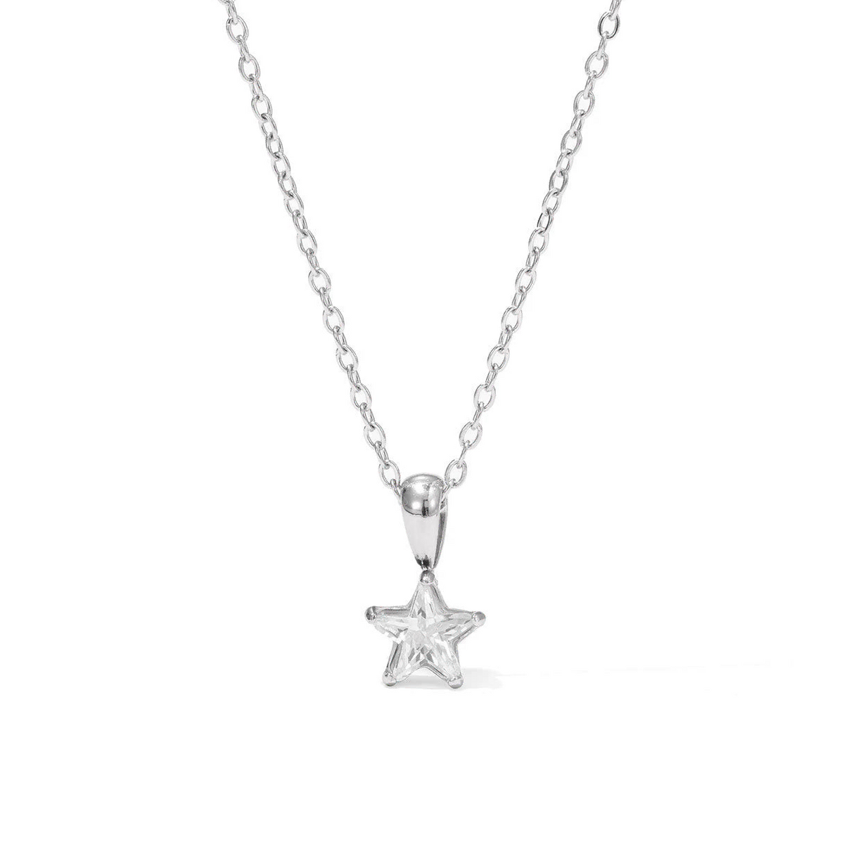 Zilveren choker met sterhanger bezet met zirkonia