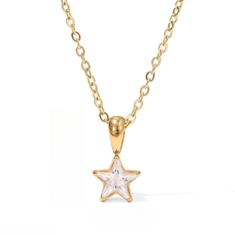 Gouden choker met sterhanger bezet met zirkonia