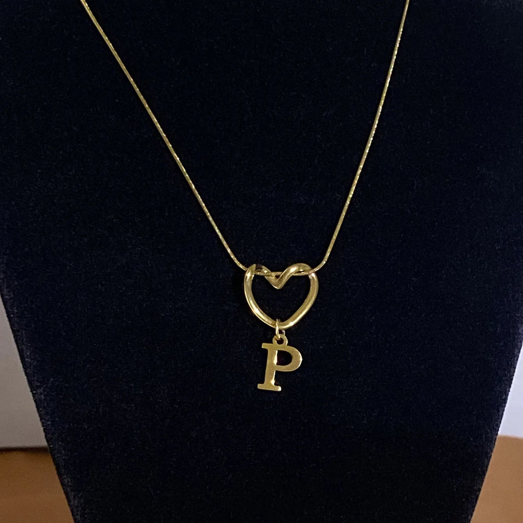 Chokerketting met initiaalhanger en hart - letter 