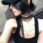 Choker-ketting met zwarte strik hanger