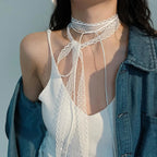 Choker-ketting met witte strik hanger