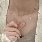 Choker met fonkelende klaverbloem-hangers zilver
