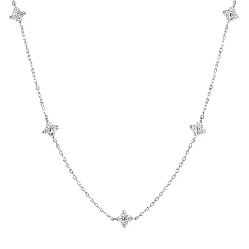 Choker met fonkelende klaverbloem-hangers
