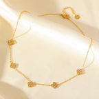 Collier Ras de Cou avec Pendentifs Trèfle à 4 Feuilles