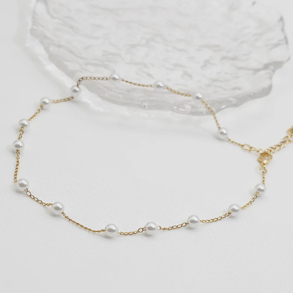 Collier Ras de Cou Femme avec Perles or