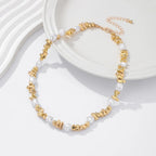 Collier Ras de Cou avec Pendentifs Perles pour Femme or