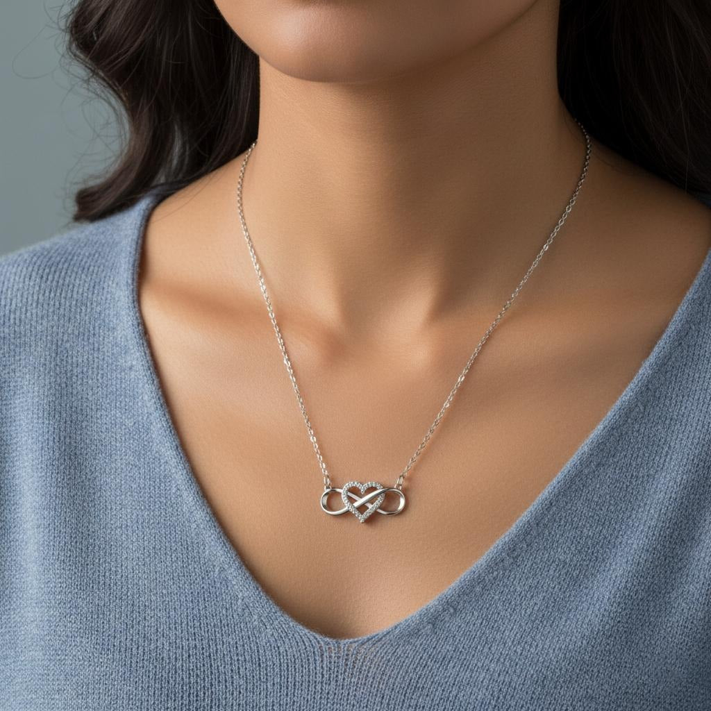 Infinity symbool ketting dames hart hanger