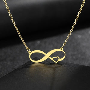 Collier Symbole Infini Pendentif Femme Petit Coeur or