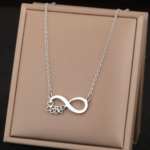 Collier Symbole Infini Pendentif Femme Petits Coeurs argent