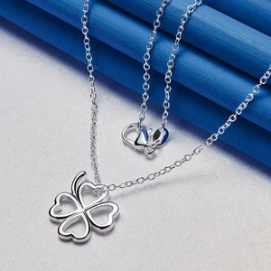 Collier Trèfle à 4 Feuilles Pendentif pour Femme Argent