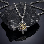 Collier Viking avec Pendentif Compas Vegvisir or