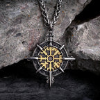 Collier Viking avec Pendentif Compas Vegvisir or