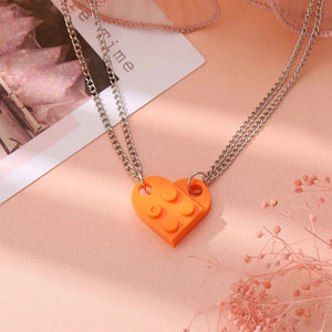 Colliers pour Couples d'Amis Pendentif Coeur Fashion orange