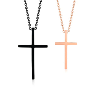 Colliers pour Couples Pendentif Croix Noir et Or Rose