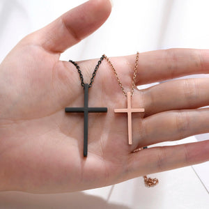 Colliers pour Couples Pendentif Croix Noir et Or Rose