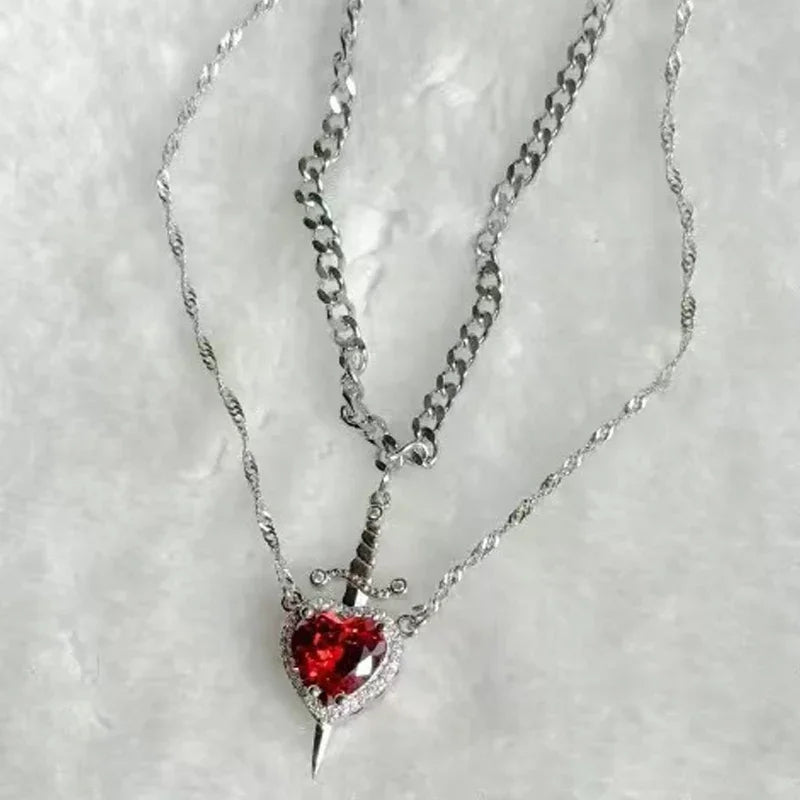 Zwaard en Hart Hanger Ketting voor Koppels