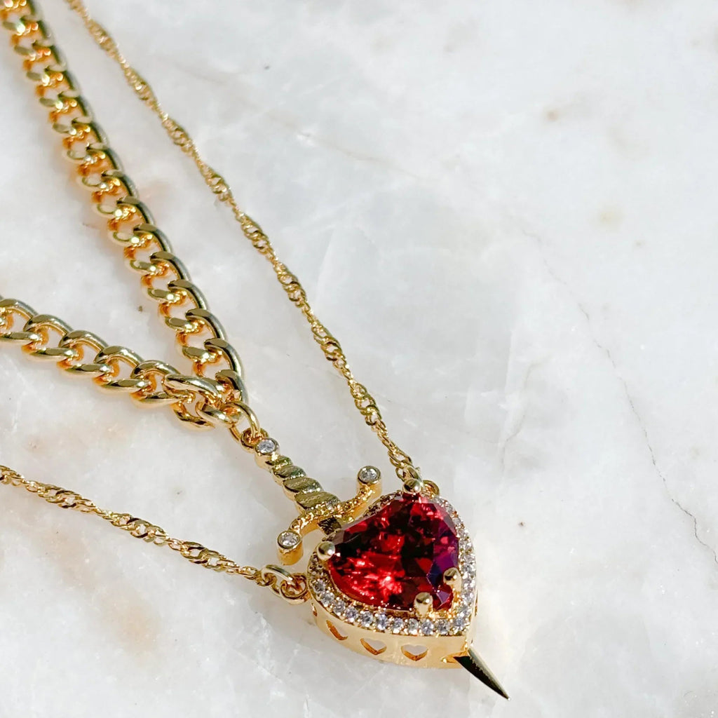 Zwaard en Hart Hanger Ketting voor Koppels
