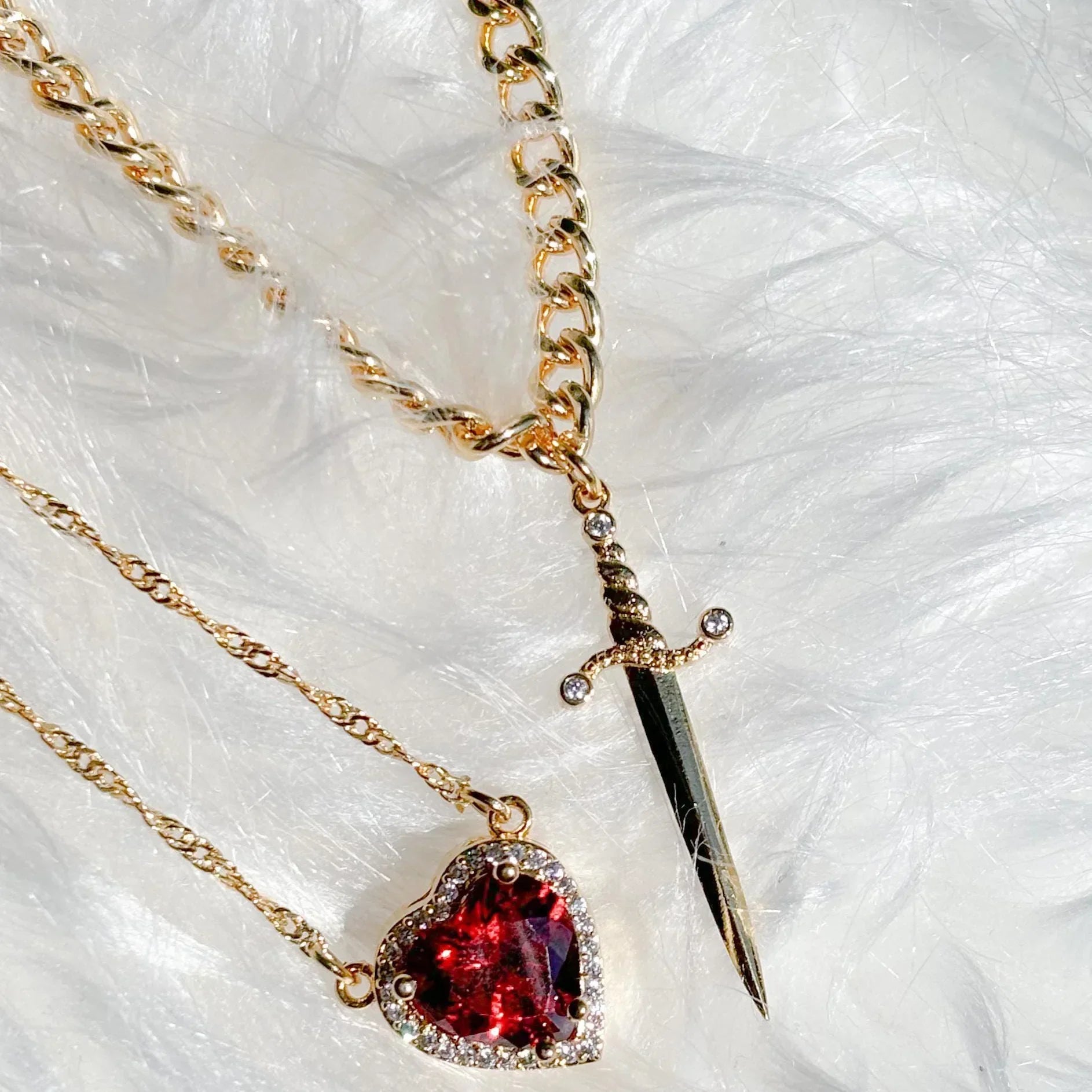 Zwaard en Hart Hanger Ketting voor Koppels