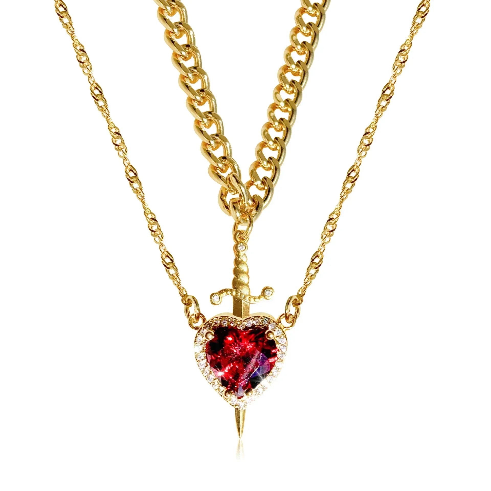 Zwaard en Hart Hanger Ketting voor Koppels