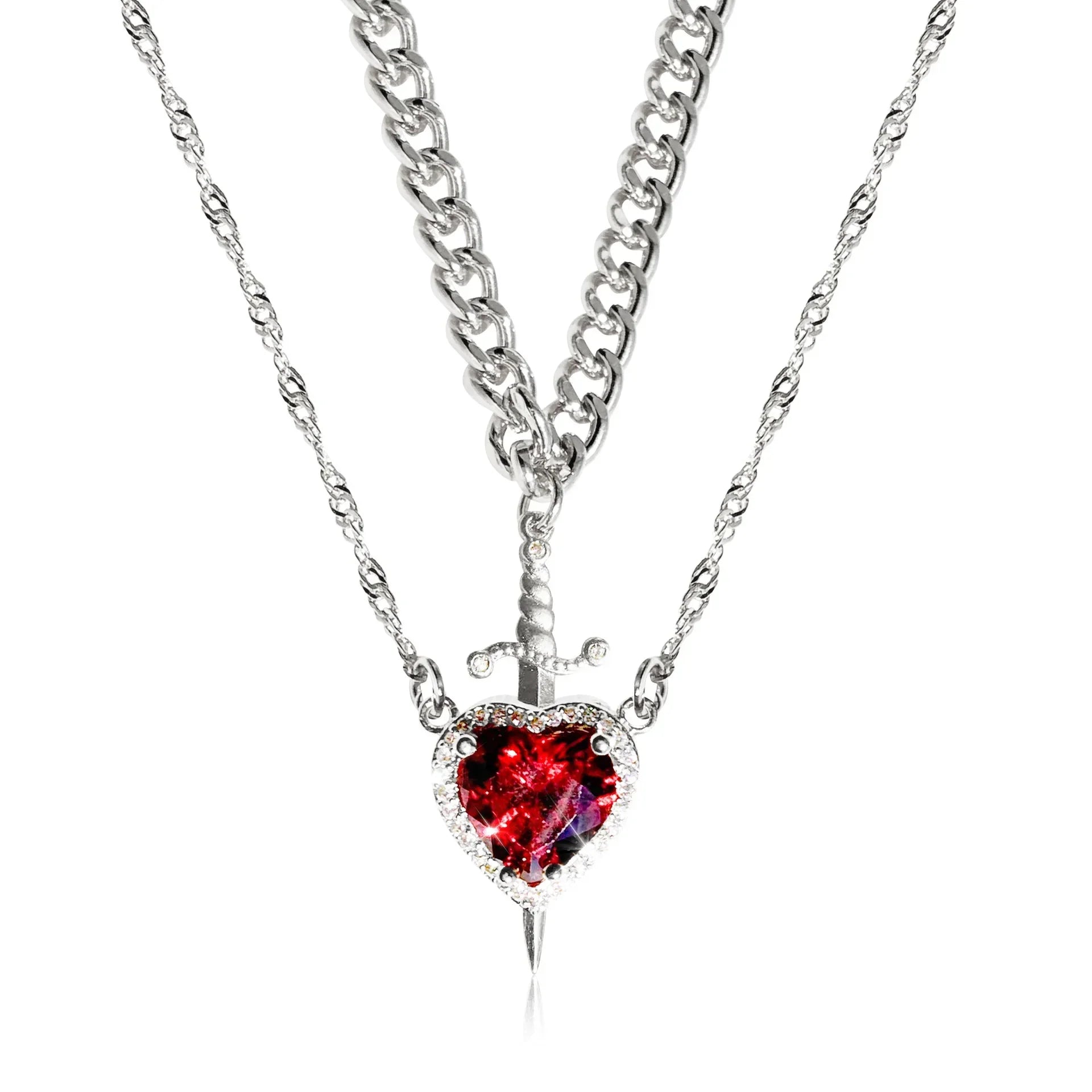 Zwaard en Hart Hanger Ketting voor Koppels