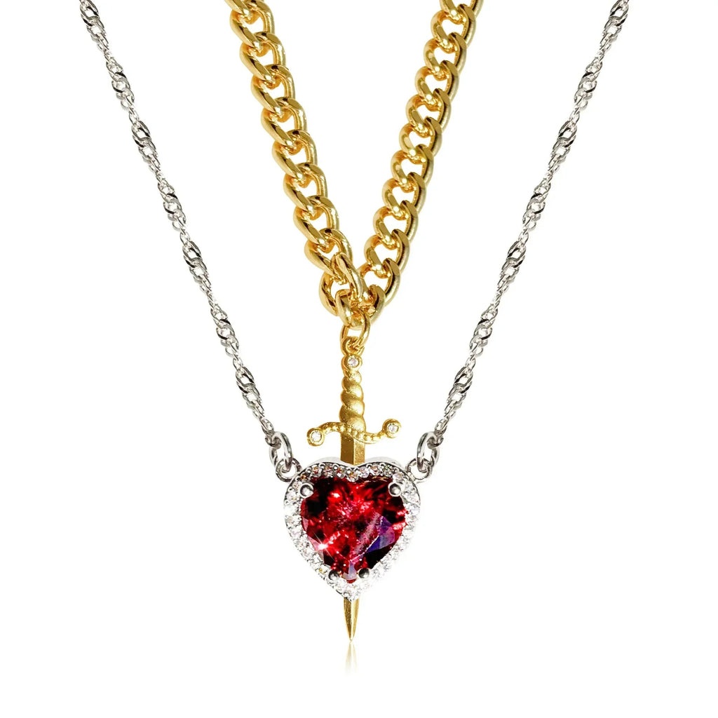 Zwaard en Hart Hanger Ketting voor Koppels