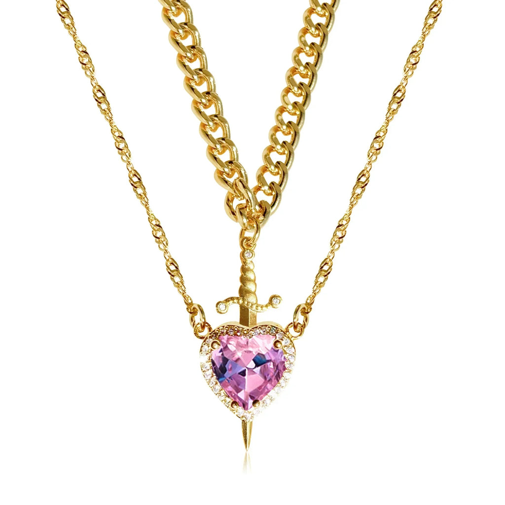 Zwaard en Hart Hanger Ketting voor Koppels