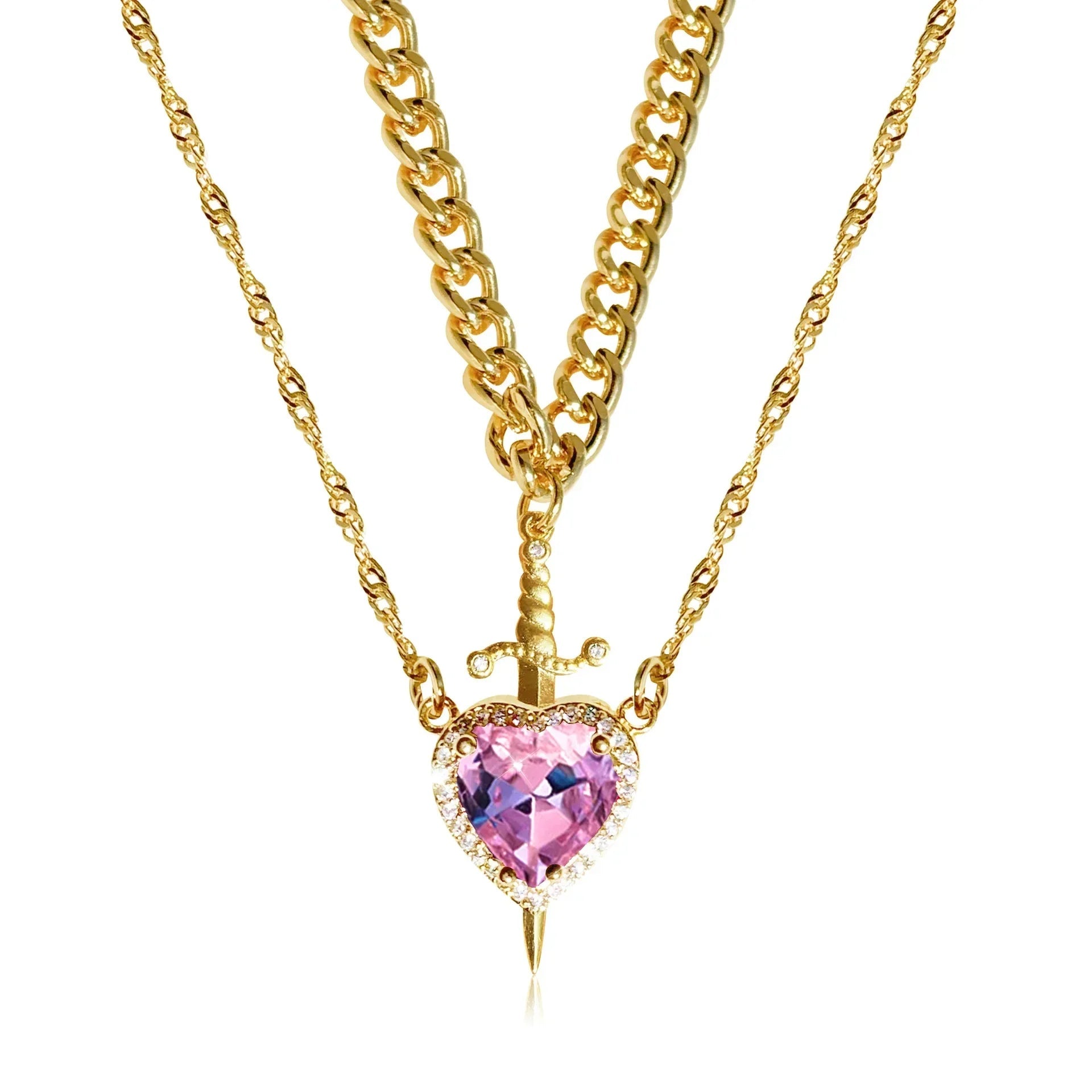 Zwaard en Hart Hanger Ketting voor Koppels