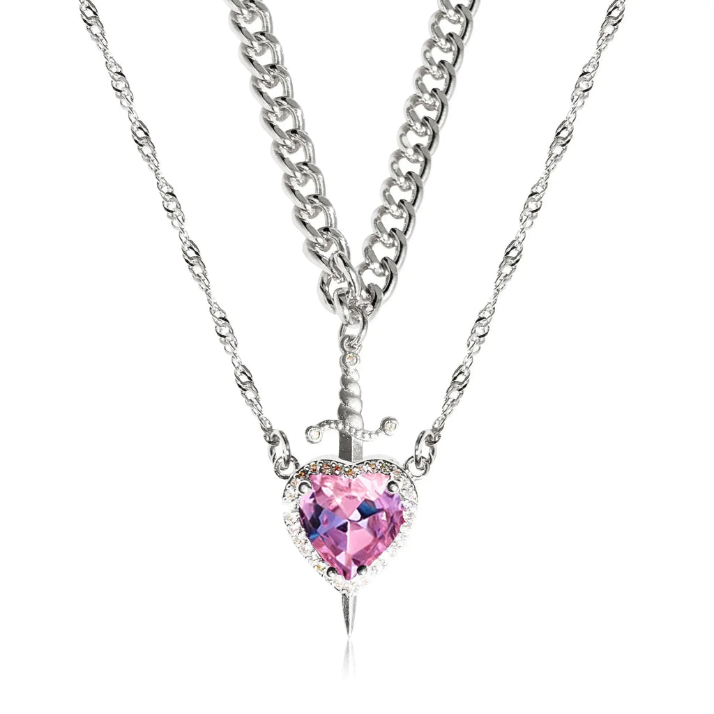 Zwaard en Hart Hanger Ketting voor Koppels