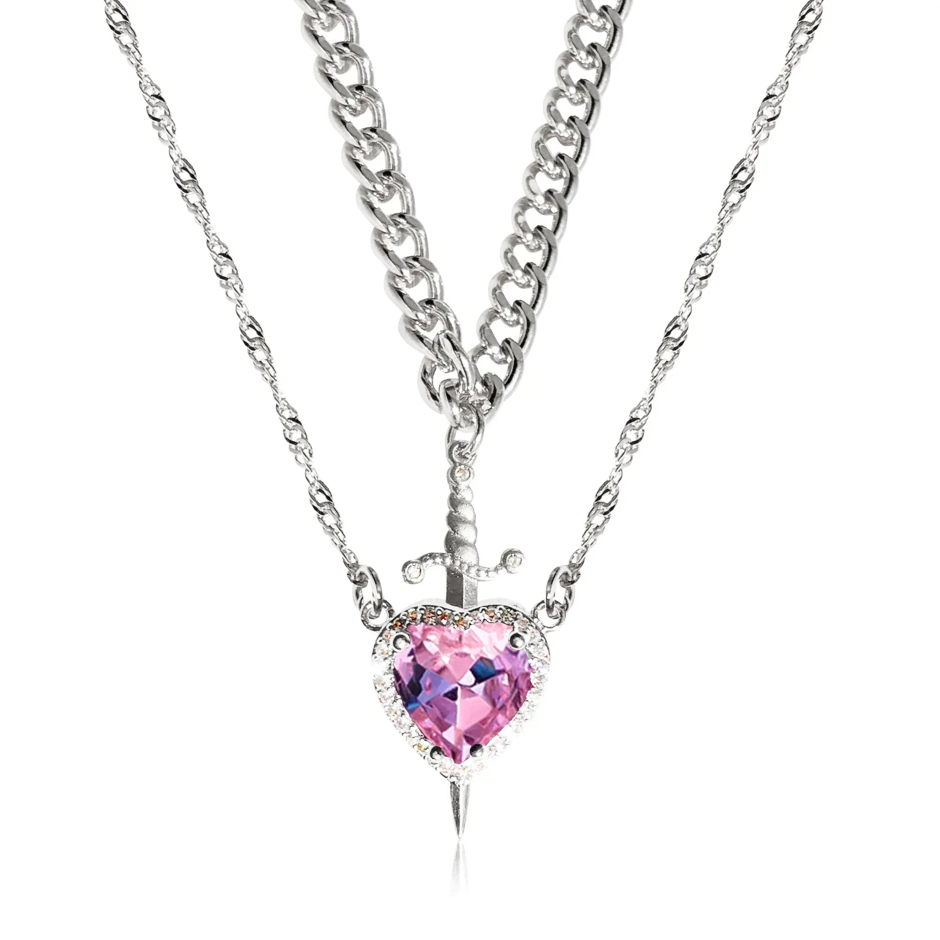 Zwaard en Hart Hanger Ketting voor Koppels