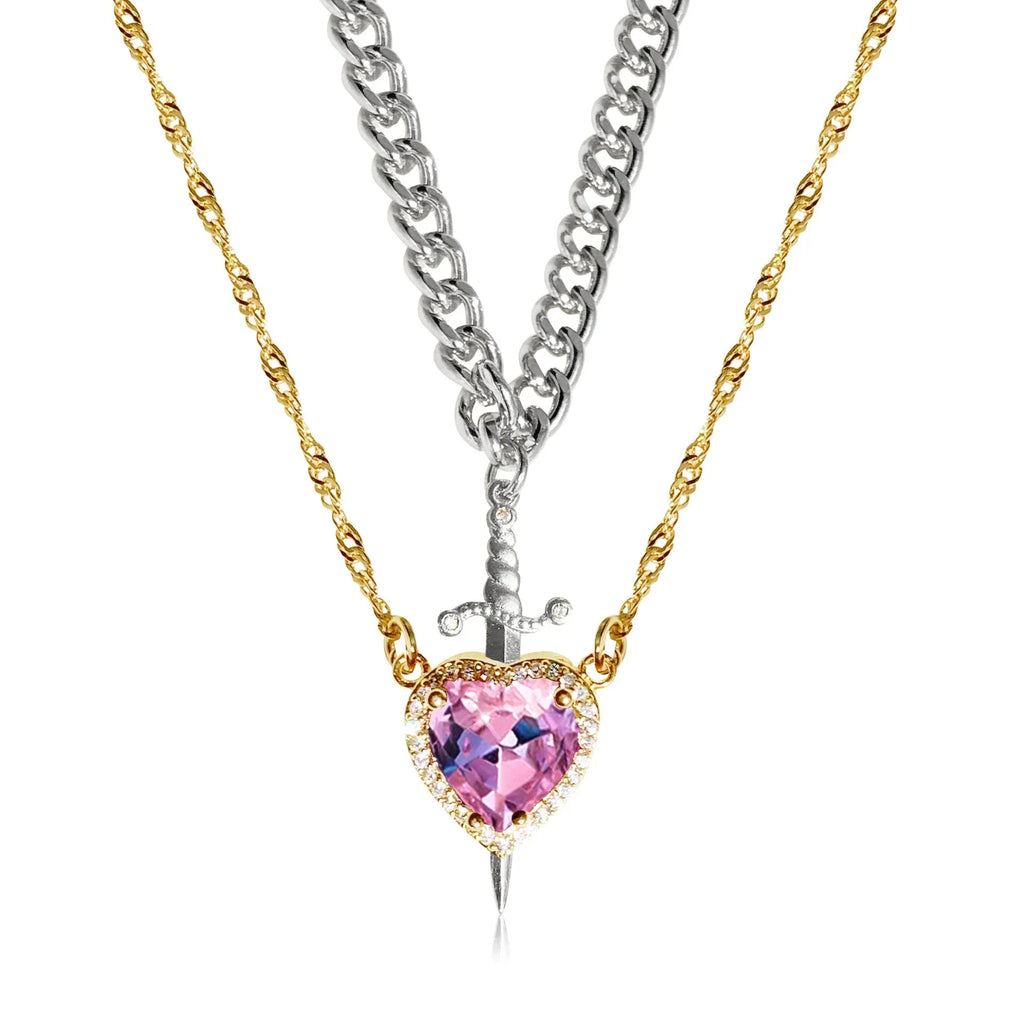 Zwaard en Hart Hanger Ketting voor Koppels