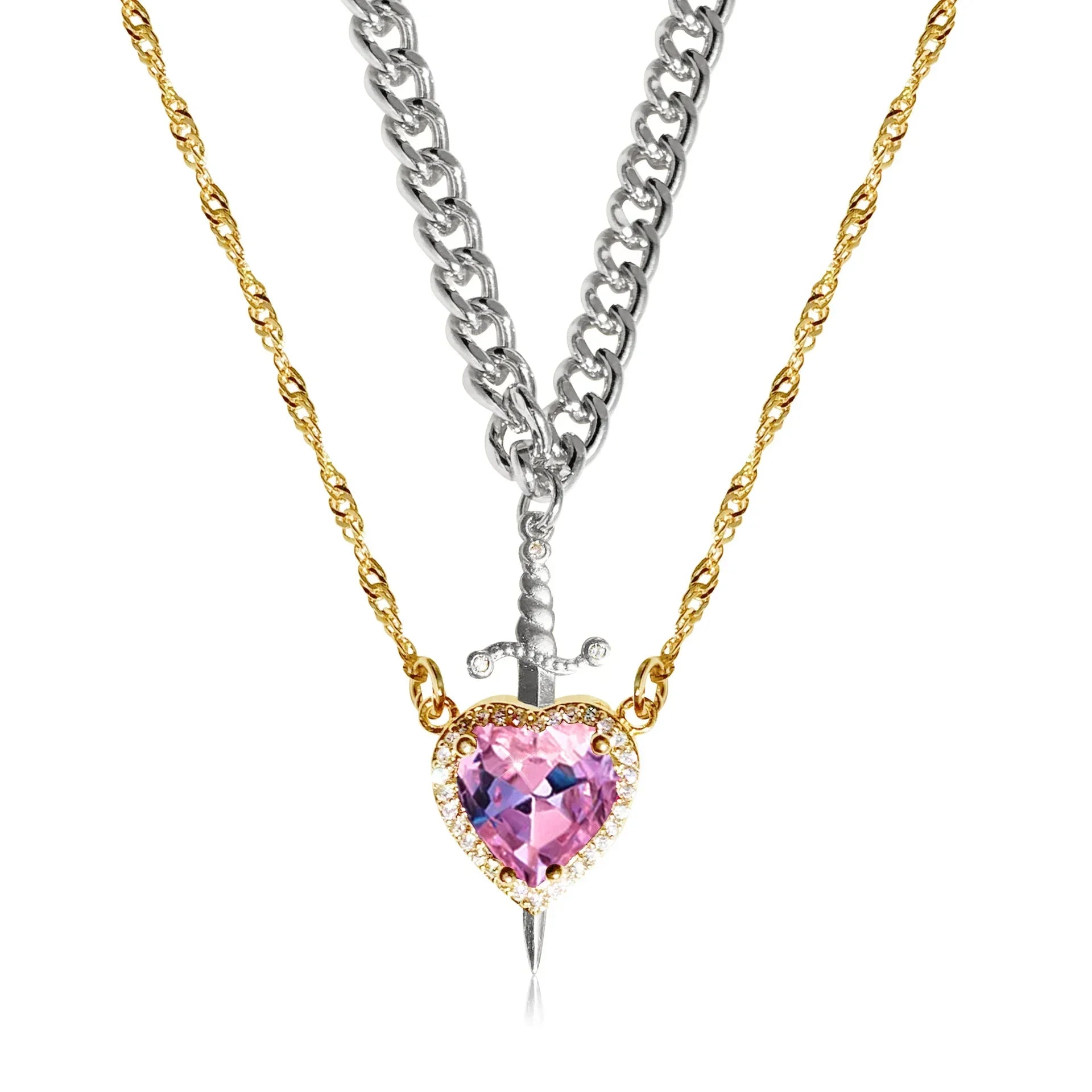 Zwaard en Hart Hanger Ketting voor Koppels