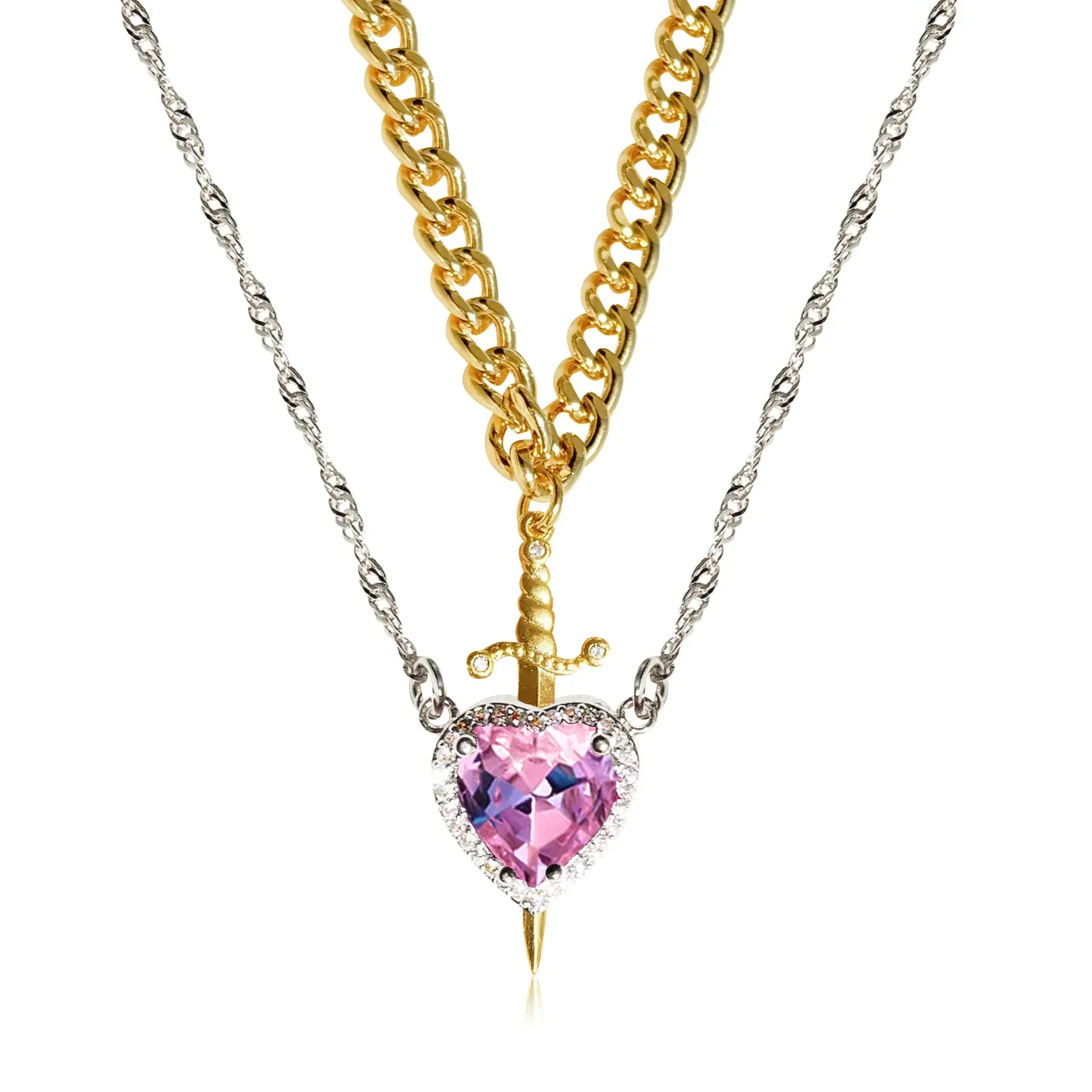 Zwaard en Hart Hanger Ketting voor Koppels
