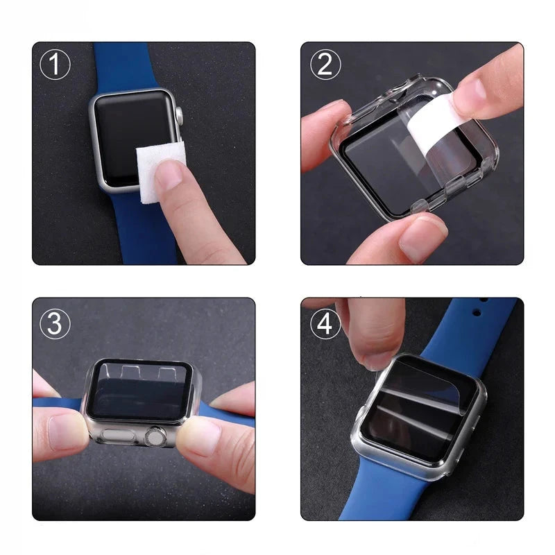Beschermende behuizing van gehard glas voor Apple Watch