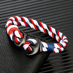 Dubbele ankerarmband wit en rood