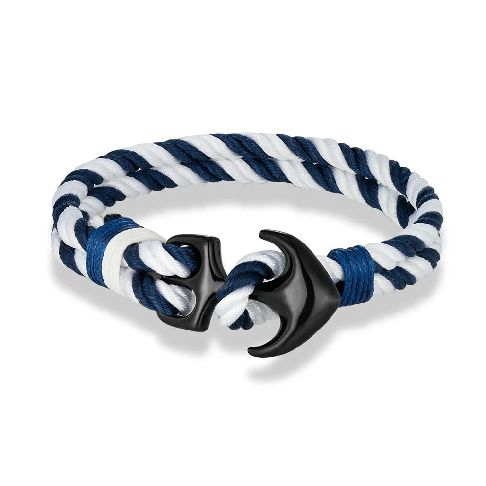 Dubbele ankerarmband wit en blauw