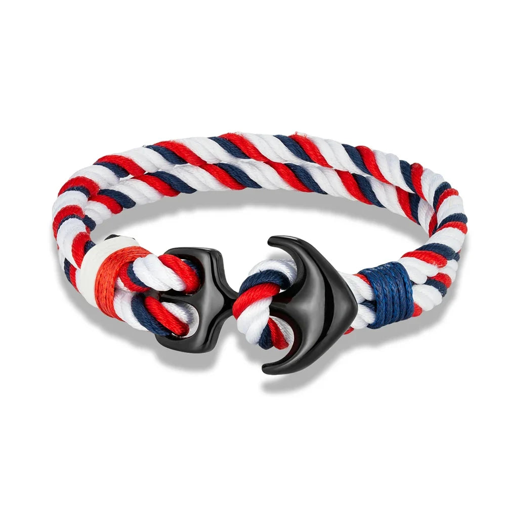 Dubbele ankerarmband wit en rood