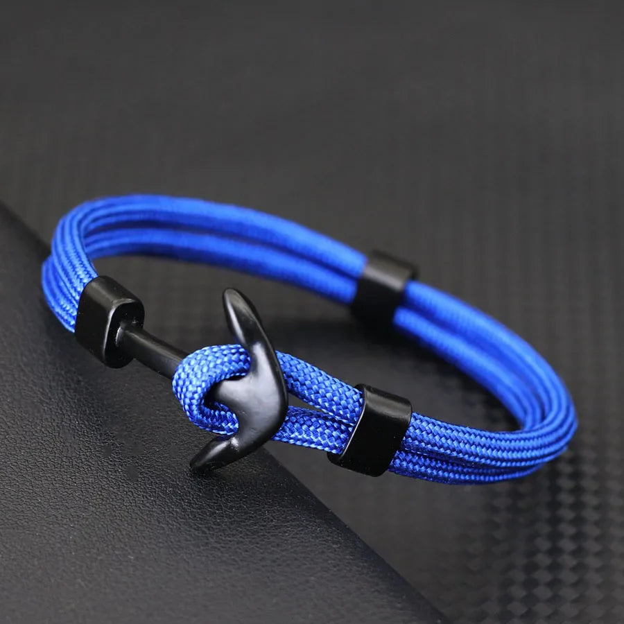 Dubbele ankerarmband zwart blauw