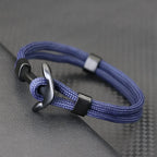 Dubbele ankerarmband zwart marineblauw