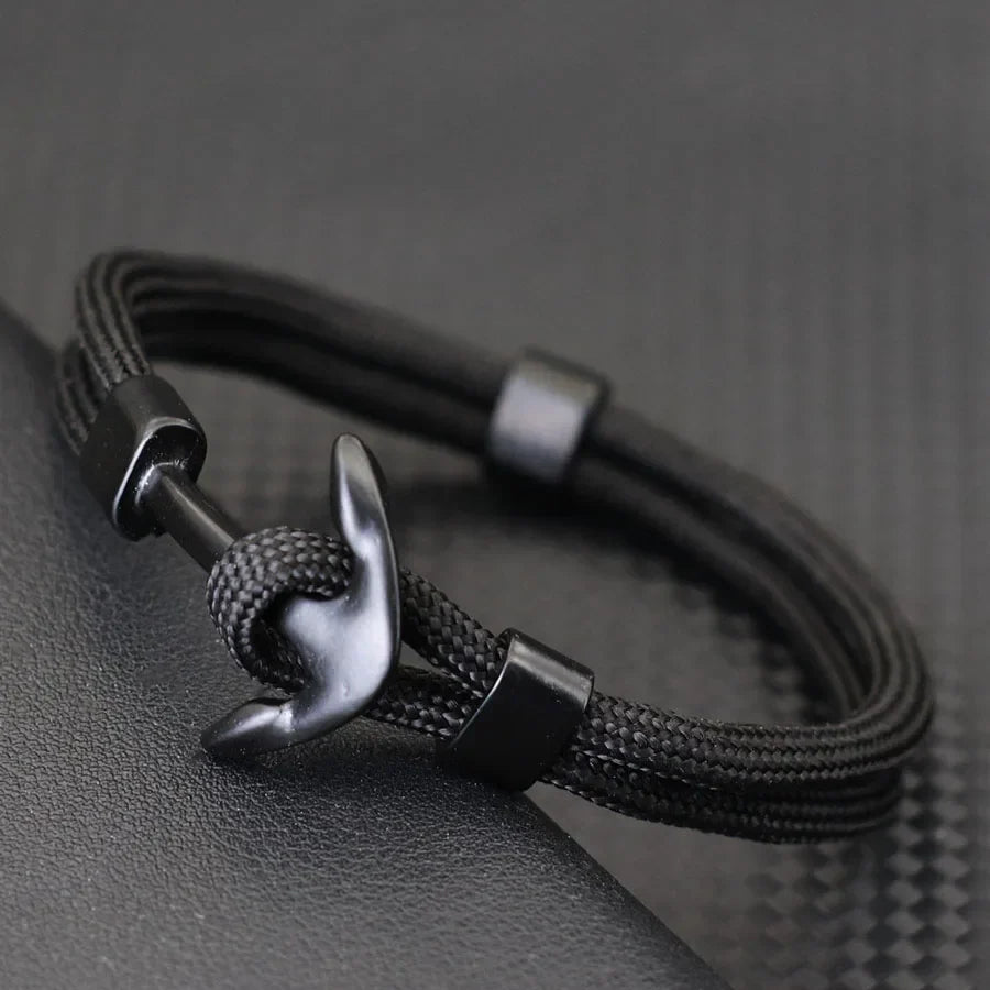 Dubbele ankerarmband zwart zwart