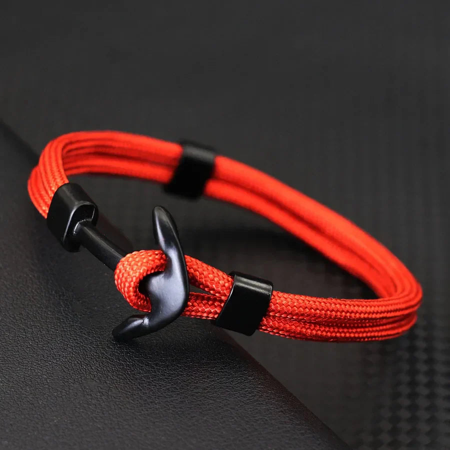 Dubbele ankerarmband zwart oranje