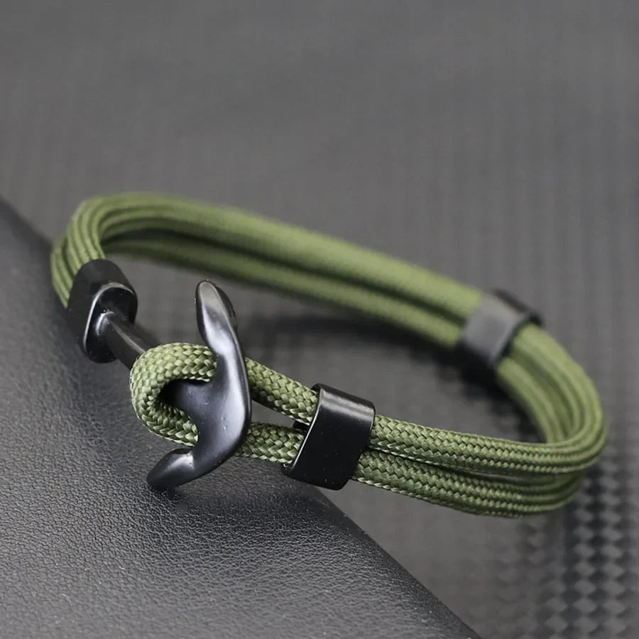 Dubbele ankerarmband zwart groen