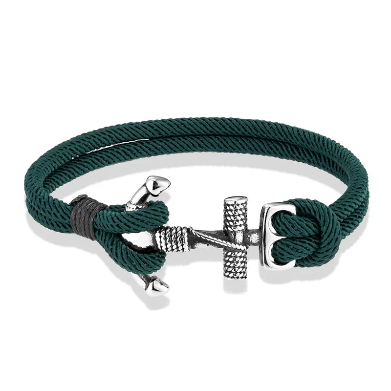 Dubbele anker herenarmband groen