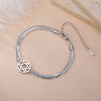 Dubbele armband met de <span data-glossary-id="etoile-de-david">Davidster</span> joods symbool zilver